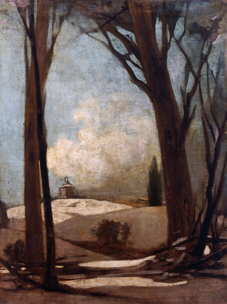Paesaggio innevato con San Luca